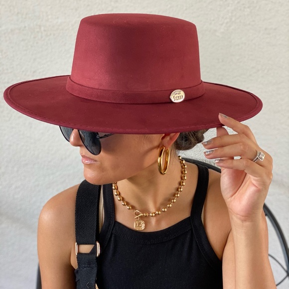 Melissa Cordobés Suede wide Brim Hat Burgundy main image 4